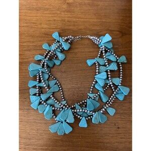 DIANA VENEZIA Sterling Silver 4-Strand TURQUOISE Or MAGNESITE & PEARL Necklace